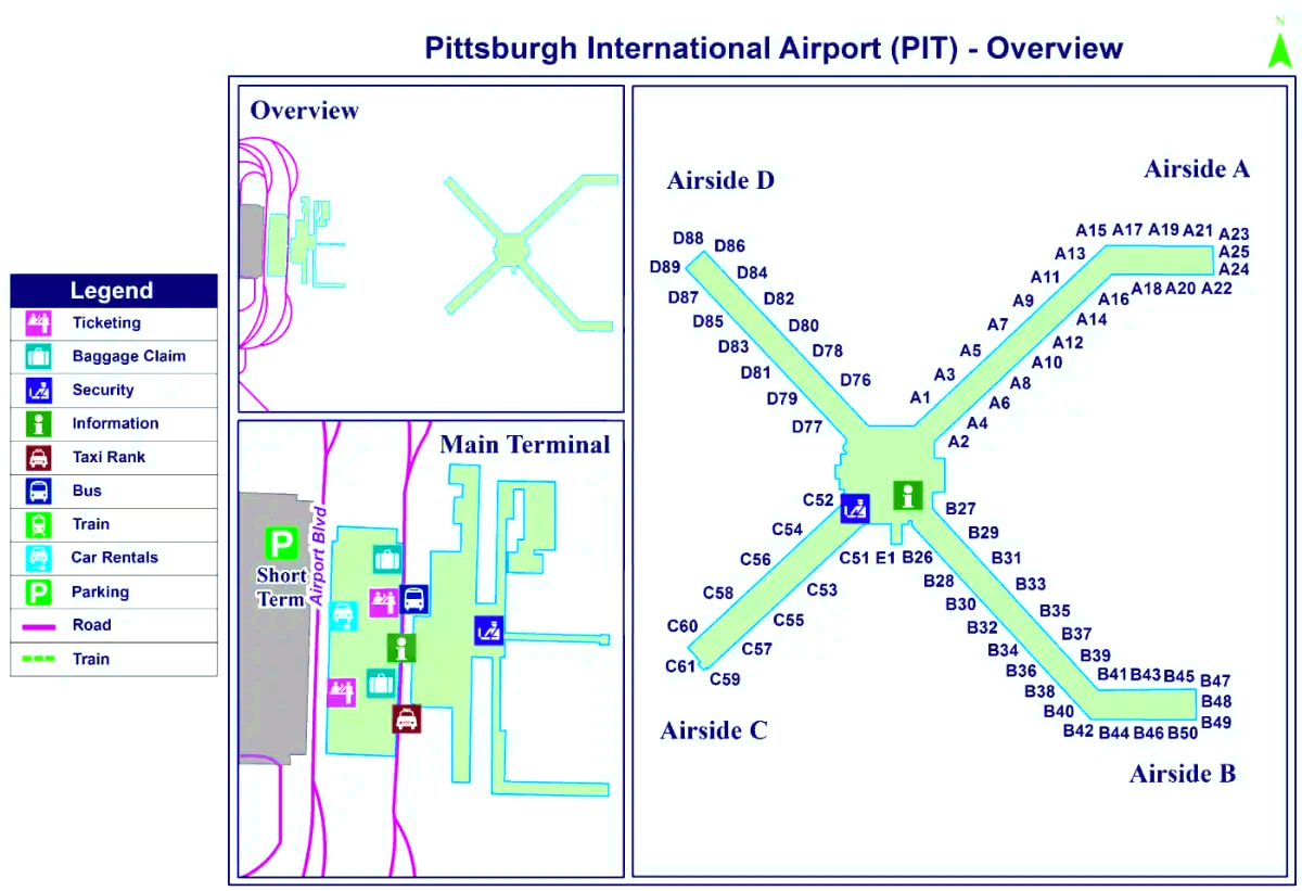 De internationale luchthaven van Pittsburg